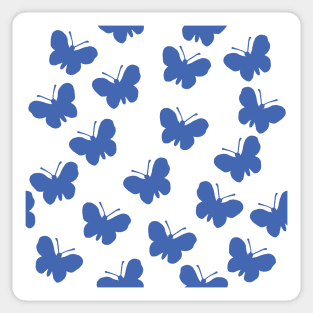 Royal blue and white butterfly print 2 Sticker